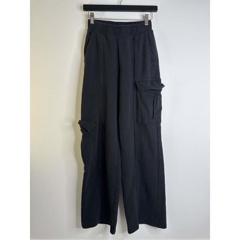 Zara Wide Leg Cargo Sweatpants Black Lounge Jogger Pants Women’s